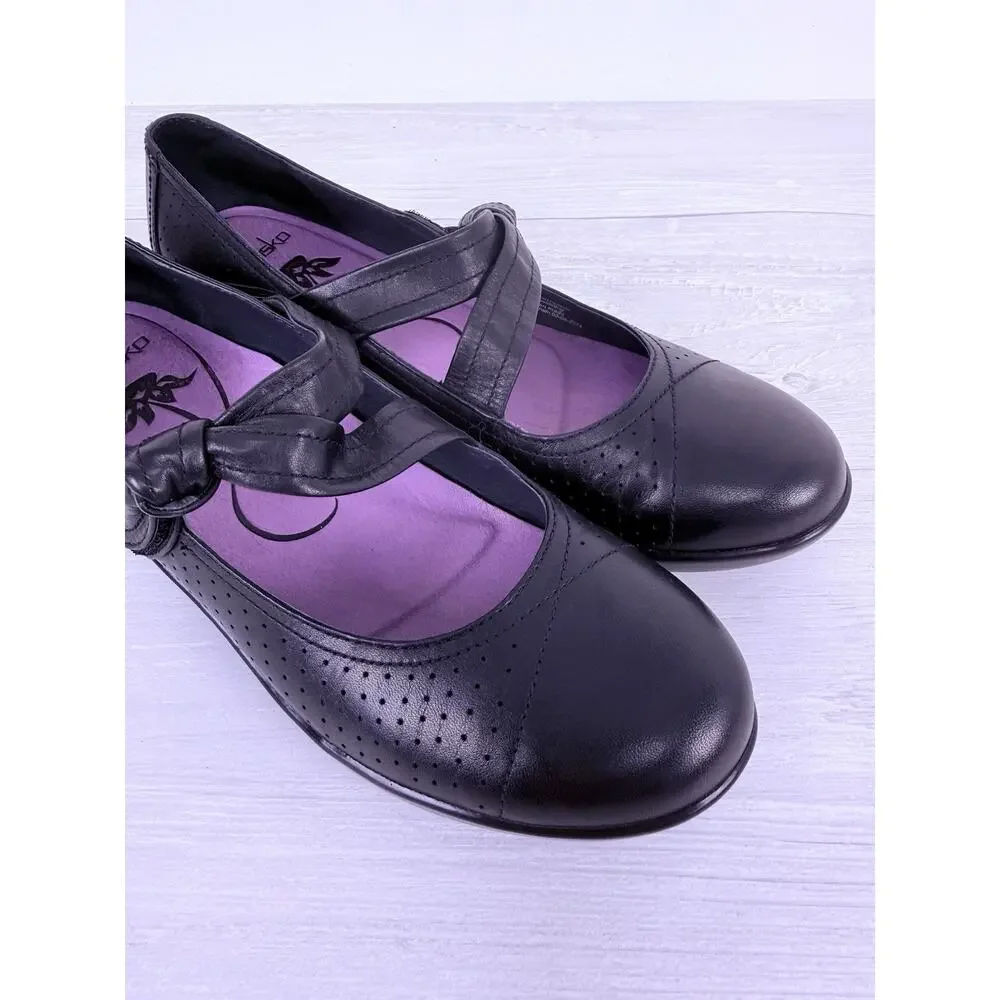 Dansko Diedra Black‎ Leather Mary Jane Shoes Womens US 8.5-9 Hook & Loop Comfort